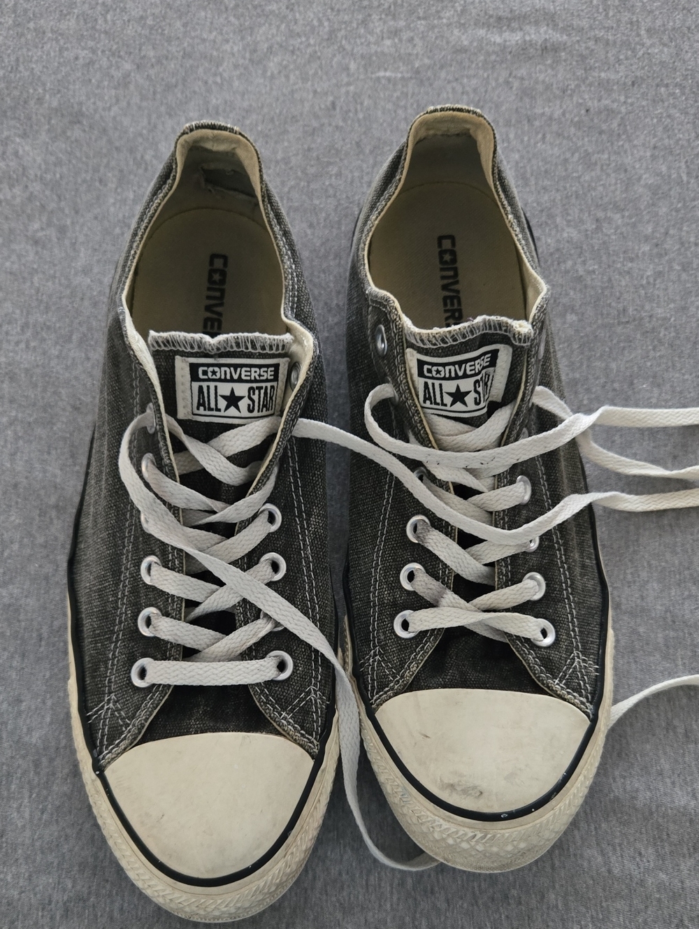 Converse Distressed Black & White Low-Top Canvas Sneakers